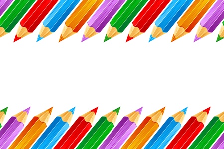 illustration of row of colorful pencil on white isolated backgroundのイラスト素材