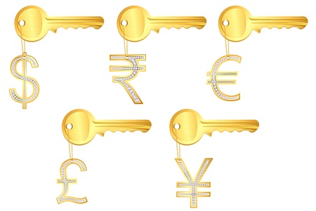 illustration of diamond currncy key rings on isolated backgroundのイラスト素材