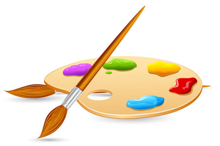 illustration of Color Brush and Color Pallet on isolated backgroundのイラスト素材