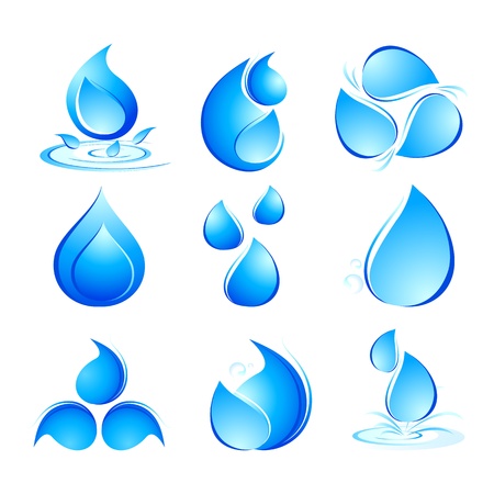 illustration of set of water drops in different shapesのイラスト素材