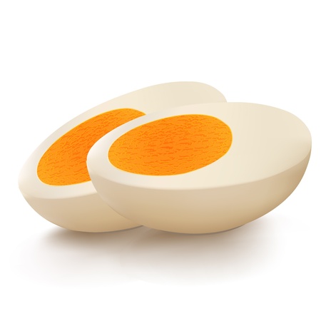illustration of boiled egg cut into pieces kept on white backgroundのイラスト素材
