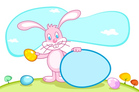 illustration of bunny holding easter egg for putting messageのイラスト素材