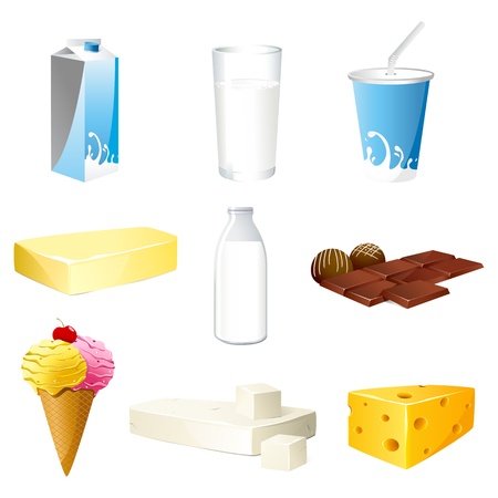 illustration of set of dairy products on isolated backgroundのイラスト素材