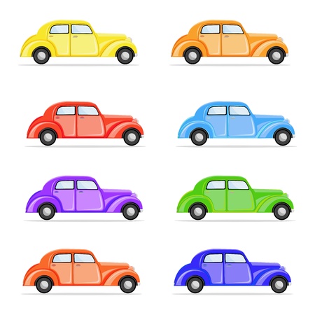 illustration of set of colorful car on isolated backgroundのイラスト素材