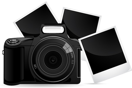 illustration of camera with photograph against white backgroundのイラスト素材