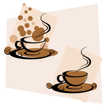 illustration of cup of hot coffee on abstract backgroundのイラスト素材