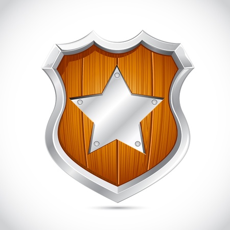 illustration of royal shiled made of wood on abstract backgroundのイラスト素材