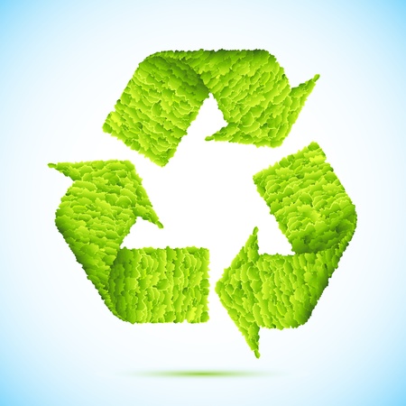 illustration of recycle arrow made of grass on abstract backgroundのイラスト素材