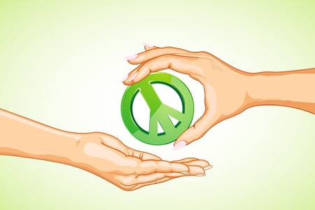 illustration of hand showing spreading of peace signのイラスト素材