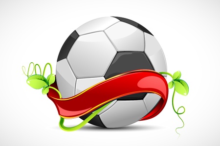 illustration of soccer ball wrapped with ribbon on abstract backgroundのイラスト素材