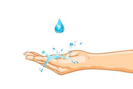 illustration of hand saving water on isolated backgroundのイラスト素材