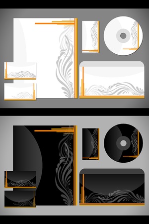 illustration of floral business template with business card,cd cover and letter headのイラスト素材