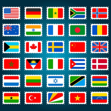 illustration of set of stamp for different countriesのイラスト素材