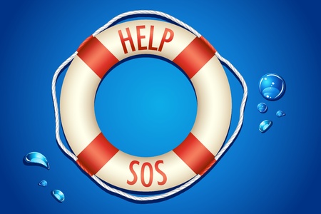 illustration of help and sos written on lifebouyのイラスト素材