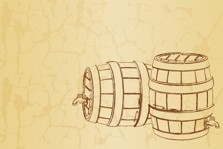 illustration of beer barrel on abstract vintage backgroundのイラスト素材