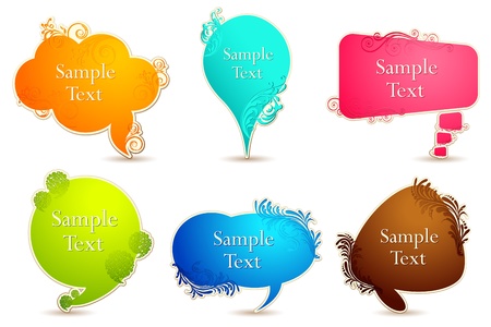illustration of set of colorful floral speech bubbleのイラスト素材