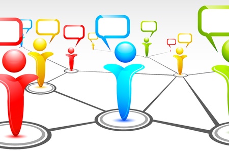 illustration of human icon with speech bubble forming human networkingのイラスト素材