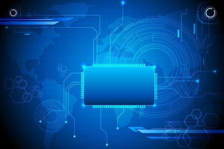 illustration of techno background with processor and electrical chipのイラスト素材