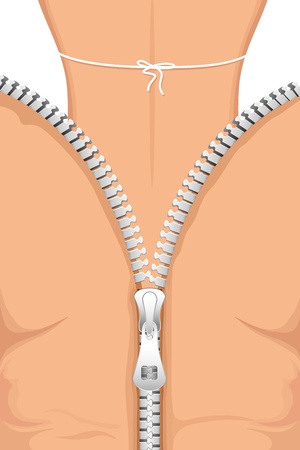 illustration of fatty body unzipped into slim body of ladyのイラスト素材