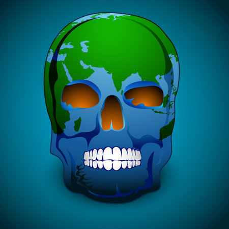 illustration of skull shape earth on abstract backgroundのイラスト素材