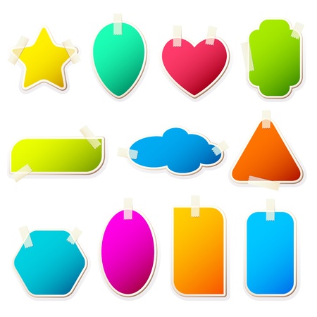 illustration of different shape sticker on isolated backgroundのイラスト素材