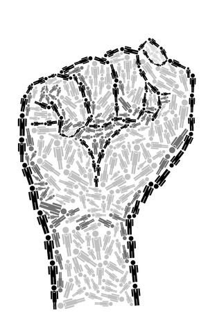illustration of fist made of human icon on isolated backgroundのイラスト素材