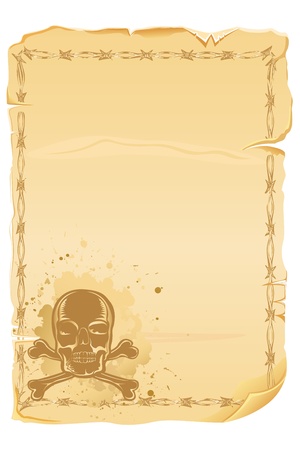 illustration of antique letter with grungy skullのイラスト素材