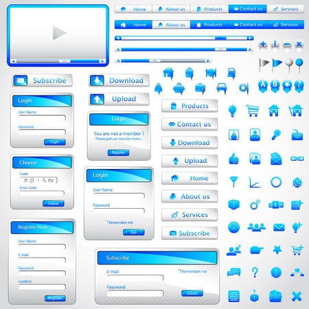 illustration of web template with navigation button and video windowのイラスト素材