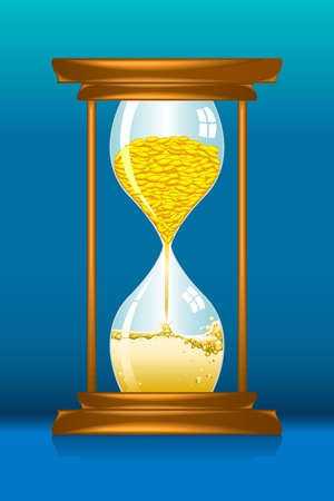 illustration of hour glass with gold coin and petrol showing high fuel priceのイラスト素材
