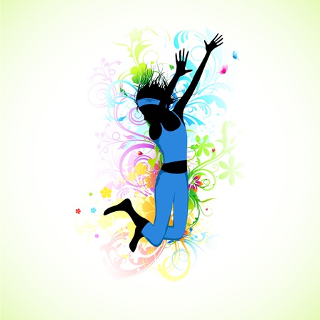 illustration of female dancer on abstract grungy backgroundのイラスト素材