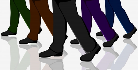 illustration of business people walking in crowd on roadのイラスト素材