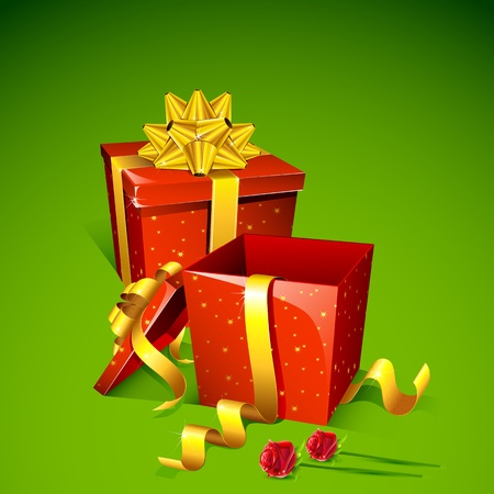 illustration of gift box with rose on abstract backgroundのイラスト素材