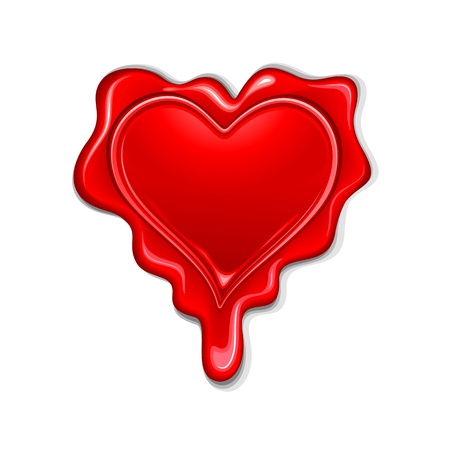 illustration of heart shape wax seal on white backgroundのイラスト素材