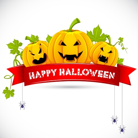 illustration of pumpkin with ribbon on halloween cardのイラスト素材