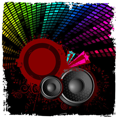illustration of abstract musical background with loudspeakerのイラスト素材