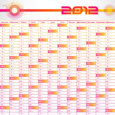 illustration of complete planner for 2012 in abstract backgroundのイラスト素材