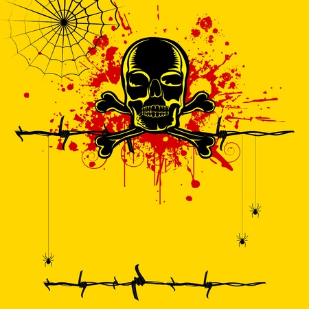 illustration of skull on grungy abstract backgroundのイラスト素材