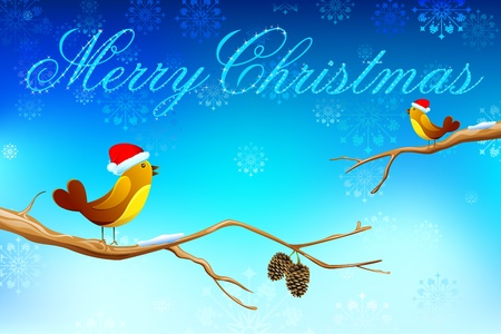 illustration of pair of love bird singing christmas songのイラスト素材