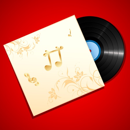 illustration of music disc in cover with musical notesのイラスト素材
