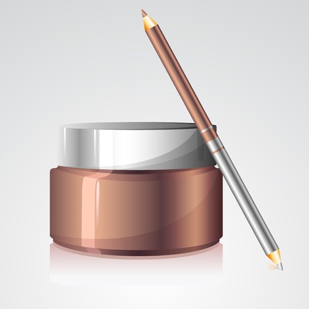 illustration of beauty cream and lip liner on abstract backgroundのイラスト素材
