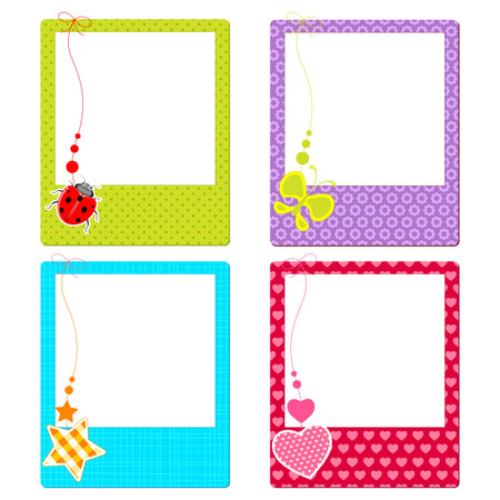 illustration of colorful photo frame with cute elementのイラスト素材