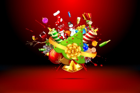 illustration of christmas decoration element on abstract backgroundのイラスト素材