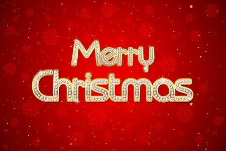 illustration of merry christmas text with diamond on goldのイラスト素材