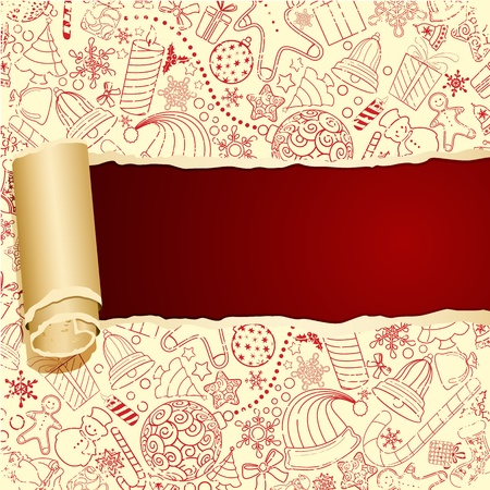 illustration of christmas card with torn paperのイラスト素材