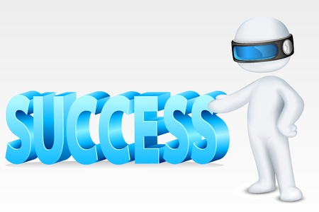 illustration of 3d man in fully scalable vector showing successのイラスト素材