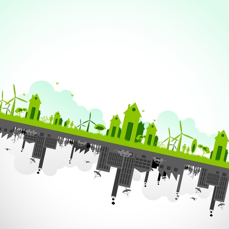 illustration of cityscape showing sustainability of earthのイラスト素材
