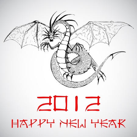 illustration of dragon on Chinese new yeard cardのイラスト素材