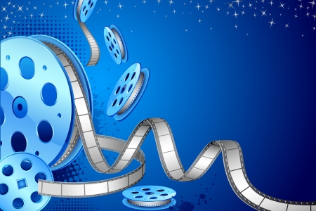 illustration of rolling film reel on abstract backgroundのイラスト素材