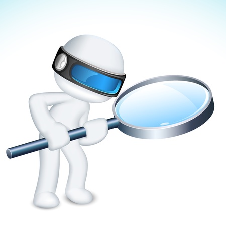illustration of 3d man in vector fully scalable with magnifying lensのイラスト素材