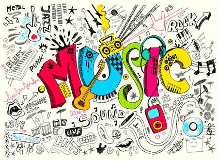 illustration of music background in doodle style illustration of music background in doodle style